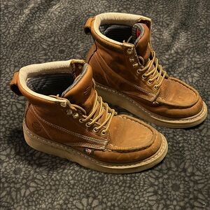 Kids Brown Leather Boots with Padded Collar